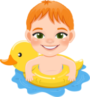 Summer boy in duck Inflatable ring cartoon png