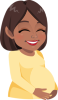 carino incinta americano africano madre cartone animato carattere. contento madri giorno carta png