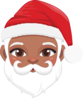 jul tecken huvuden med söt svart santa claus tecknad serie tecken för design png