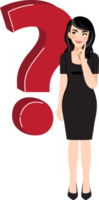Businesswoman cartoon character with Beautiful business woman in a black dress png