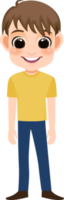 Smiling boy front side cartoon character flat icon PNG