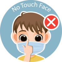 No touch face with boy cartoon character flat icon PNG
