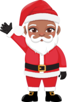 americano africano Santa Claus agitando mani e saluto cartone animato personaggio png