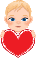 Cute little Boy Holding Red Heart Happy Kids Celebrating Valentine s Day Cartoon Character Design png