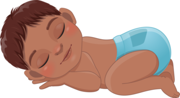 Baby American African Boy Sleeping Cartoon Character png