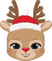 Christmas characters heads with Cute Raindeer cartoon characters for design png