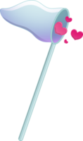 Valentine element with butterfly net trying to catch heart cartoon character design png