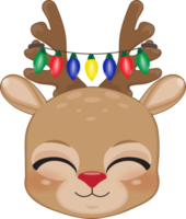 Christmas characters heads with Cute Raindeer cartoon characters for design png