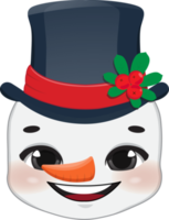 Christmas characters heads with Cute Snowman cartoon characters for design png