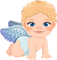 Happy valentine s day with Cupid crawling cartoon character png