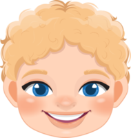 Cute Boy Face and Blonde Hair Cartoon Character Design png