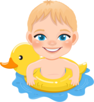 Summer boy in duck Inflatable ring cartoon png