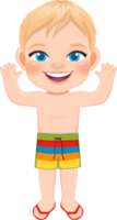 Cartoon glücklicher kleiner Junge in einem Sommerbadeanzug png