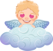 Happy valentine s day with Cupid peekaboo behide a cloud cartoon character png