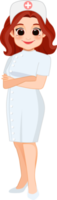 tecknad serie karaktär med professionell sjuksköterska i smart enhetlig png
