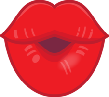 Valentin ou mariage élément avec bouche et rouge à lèvres baiser plat icône png