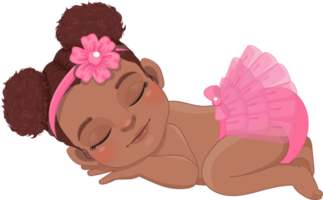 bambino africano americano ragazza addormentato cartone animato personaggio png