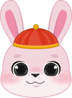 rosado Conejo chico cabeza en chino nuevo año festival dibujos animados estilo png