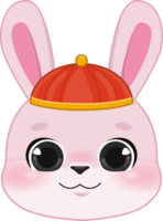 Pink Rabbit Boy Head in Chinese New Year Festival Cartoon Style png