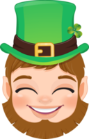 st. patrick s dia com sorrindo duende cabeça vestindo verde chapéu desenho animado personagem png