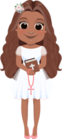 First Communion For Black Girls or American African Girl Holding a Bible and a Rosary for religious holidays png