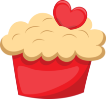 Valentine or Wedding Element with Valentine Cup Cake Flat Icon PNG