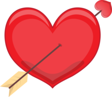Valentine or Wedding Element with Arrow in Heart Flat Icon PNG