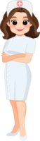 Cartoon character with professional nurse in smart uniform png