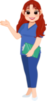 desenho animado personagem com profissional enfermeira dentro inteligente uniforme png