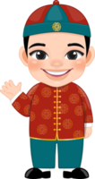 Chinese boy greeting with ancient chinese clothing cartoon character png