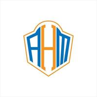 AHM abstract monogram shield logo design on white background. AHM creative initials letter logo. vector