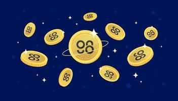 Coin98 coins falling from the sky. C98 cryptocurrency concept banner background. vector