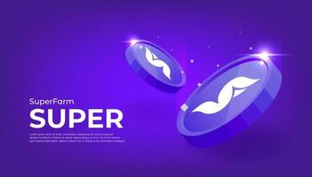 SuperFarm SUPER coin cryptocurrency concept banner background. vector