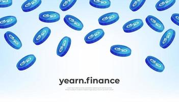 yearn.finance coin falling from the sky. YFI cryptocurrency concept banner background. vector