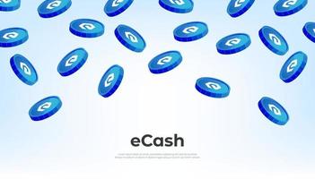 eCash coin falling from the sky. XEC cryptocurrency concept banner background. vector