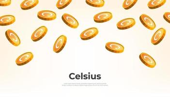 Celsius coin falling from the sky. CEL cryptocurrency concept banner background. vector