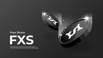 Frax Share FXS crypto currency themed banner. FXS icon on modern black color background. vector