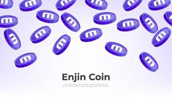 Enjin Coin falling from the sky. ENJ cryptocurrency concept banner background. vector