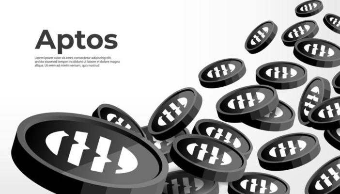 Aptos APT cryptocurrency concept banner background.