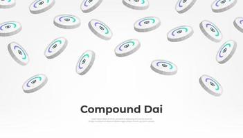 Compound Dai coin falling from the sky. CDAI cryptocurrency concept banner background. vector