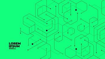 resumen geométrico líneas y puntos conexión en verde antecedentes vector ilustración.