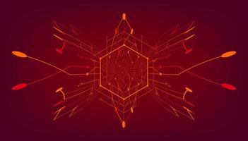 Abstract red lines and dots connection on red background. vector