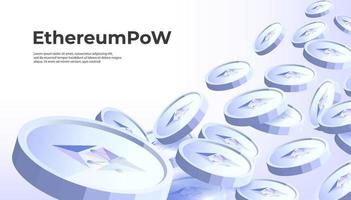 EthereumPoW ETHW cryptocurrency concept banner background. vector