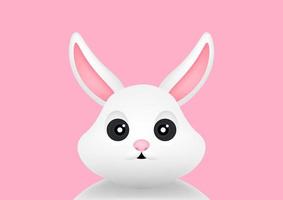 Cute rabbit character, Easter bunny cartoon on pink background. vector