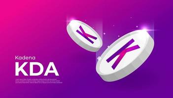 Kadena KDA coin cryptocurrency concept banner. vector