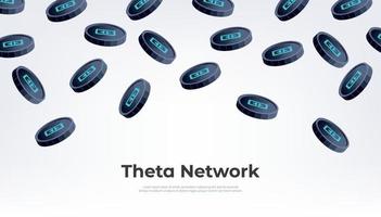 Theta Network coin falling from the sky. THETA cryptocurrency concept banner background. vector