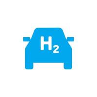 Hydrogen car icon. Blue silhouette of the car with H2 letters. Gas fuel automobile. vector