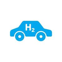 Hydrogen car icon. Blue silhouette of the car with H2 letters. Gas fuel automobile. vector