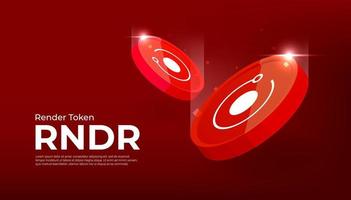 Render Token RNDR coin cryptocurrency concept banner background. vector