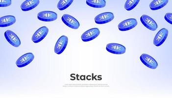 Stacks coin falling from the sky. STX cryptocurrency concept banner background. vector